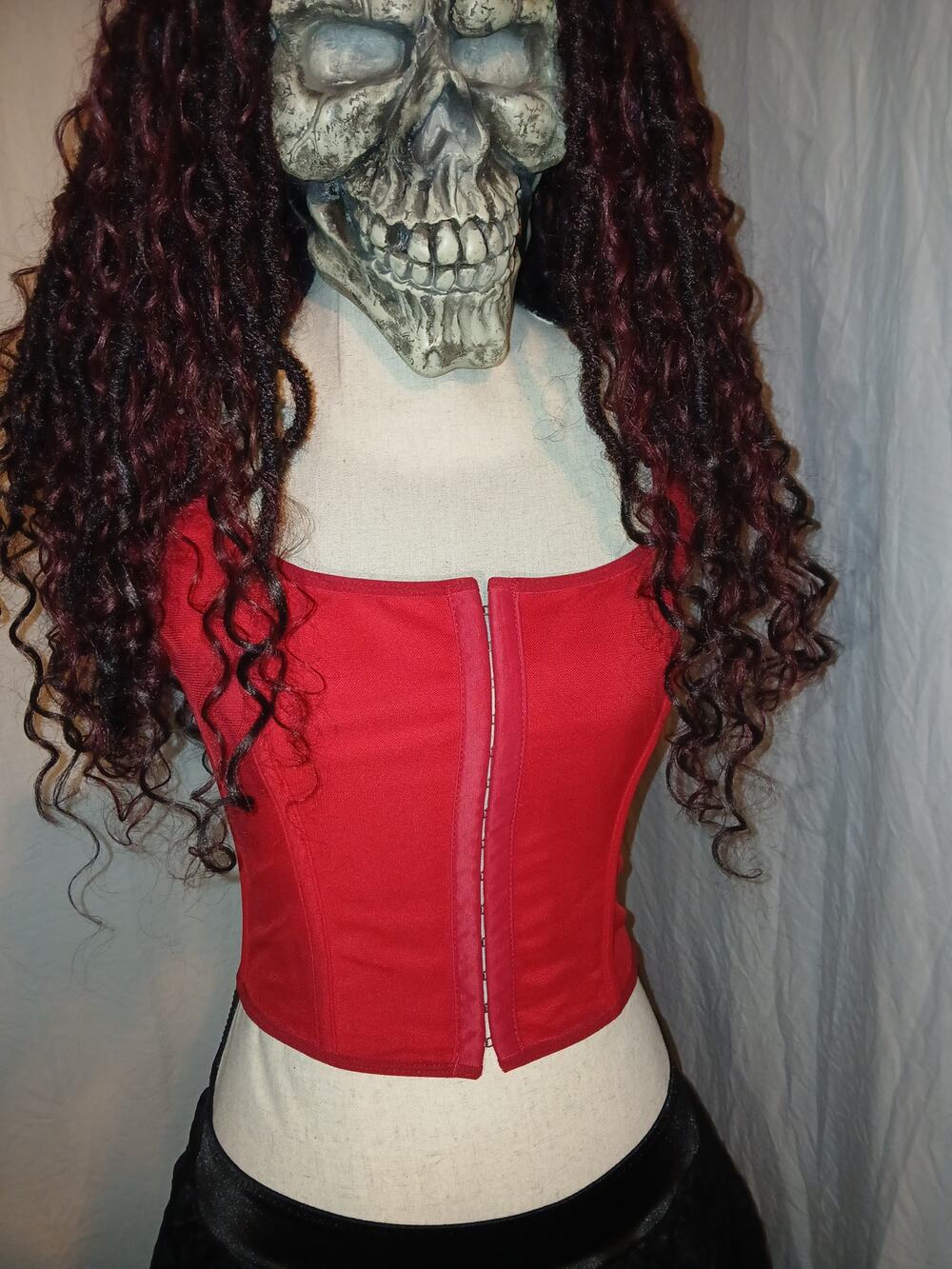 Red Strapless Lace-Up Corset Top Size M